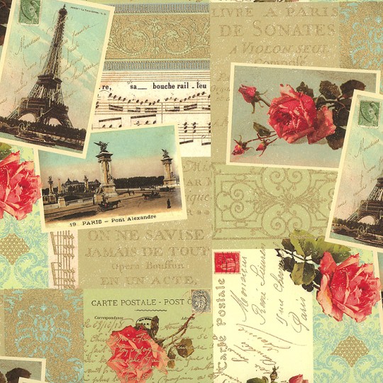 Paris Rose Collage Print Paper ~ Rossi Italy